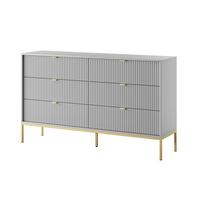 SIDEBOARD STELLARE 154/91/39 cm mit 6 Schubladen Grau - Goldfarben/Grau, Holzwerkstoff (154/91/39cm) - MASSENO