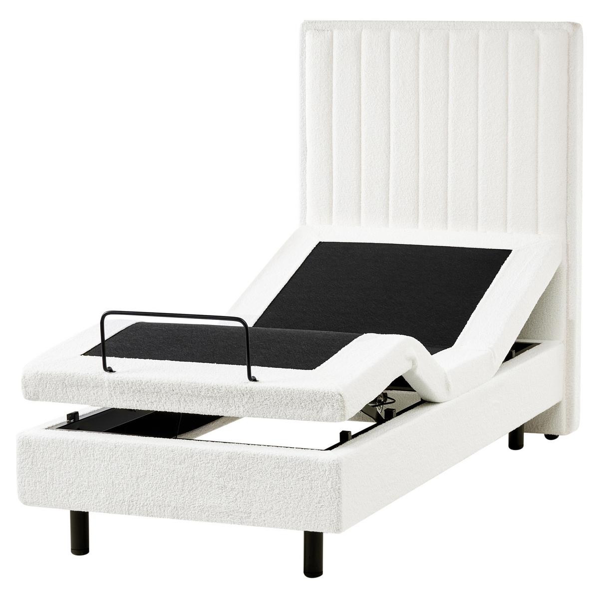 BETT 80/200 cm Cremeweiß Duke II - Schwarz/Weiß, Textil (80/200cm) - Beliani