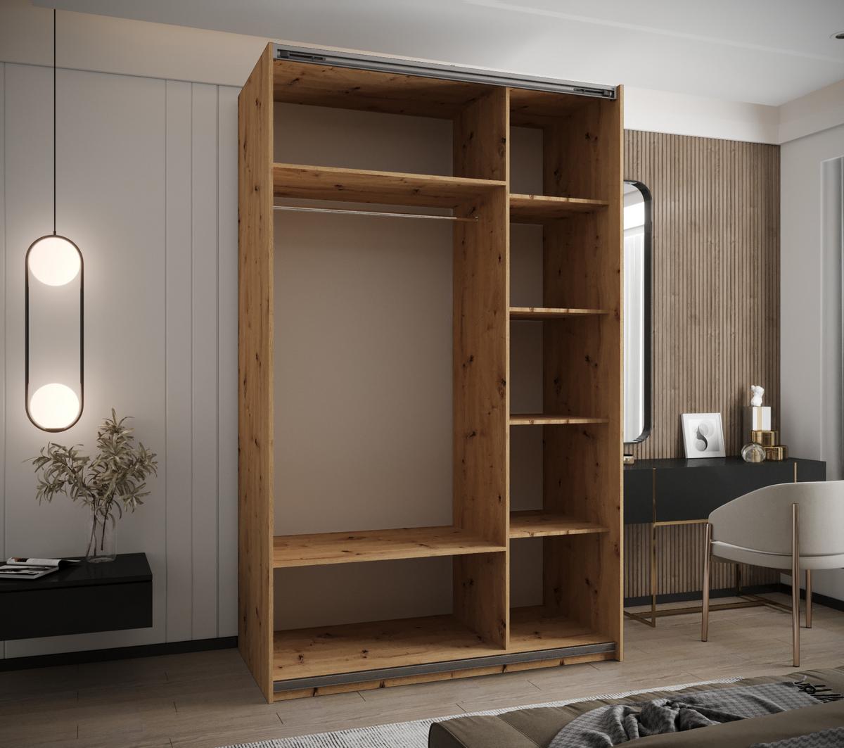 SCHWEBETÜRENSCHRANK 245,5/150/64 2-türig - Schwarz/Weiß, Holz/Metall (150/245/64cm) - Abiks Möbel
