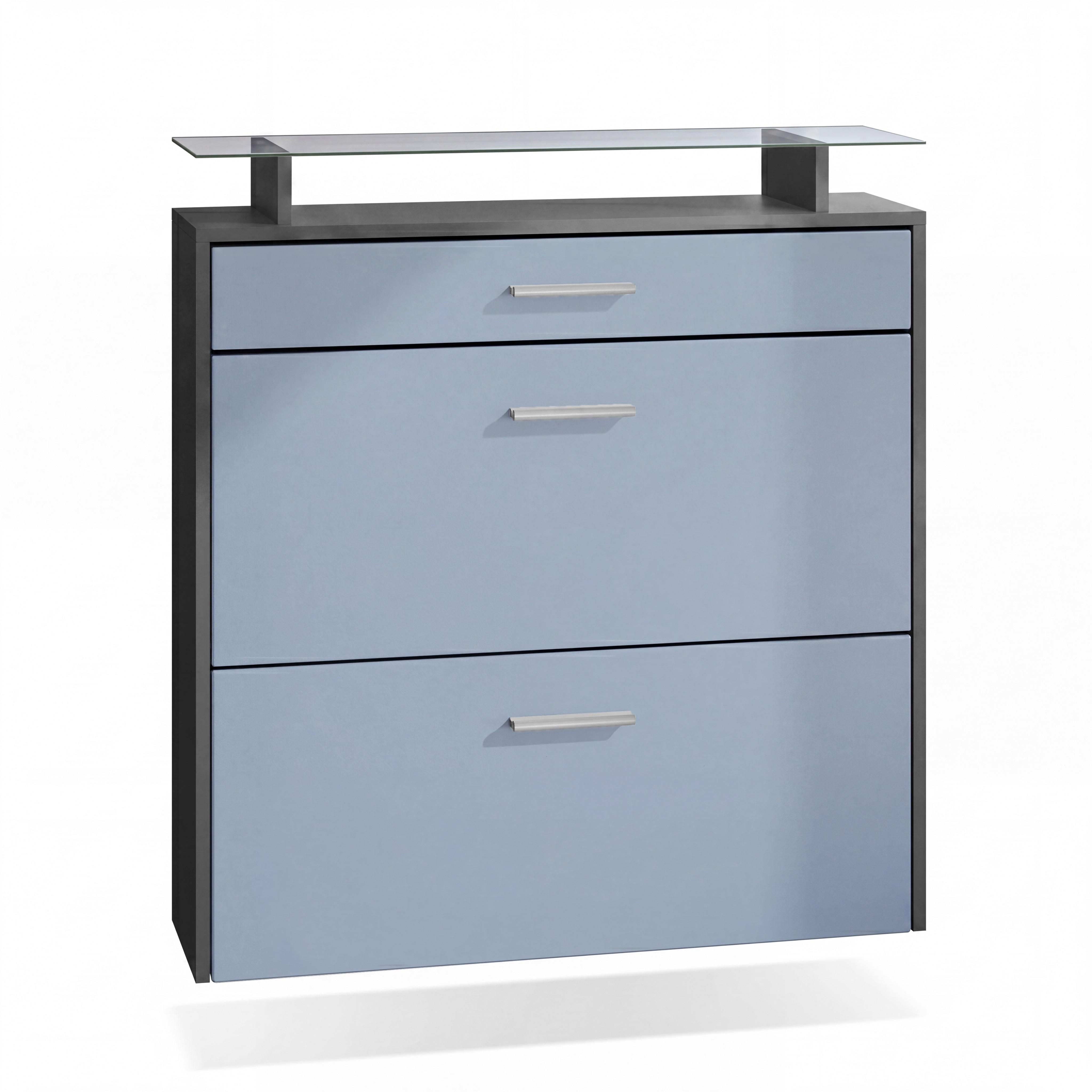 SCHUHSCHRANK Malea Fronten in Denim matt - Pastellblau, Holzwerkstoff (89/96/23cm) - Vladon