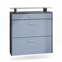 SCHUHSCHRANK Malea Fronten in Denim matt - Pastellblau, Holzwerkstoff (89/96/23cm) - Vladon