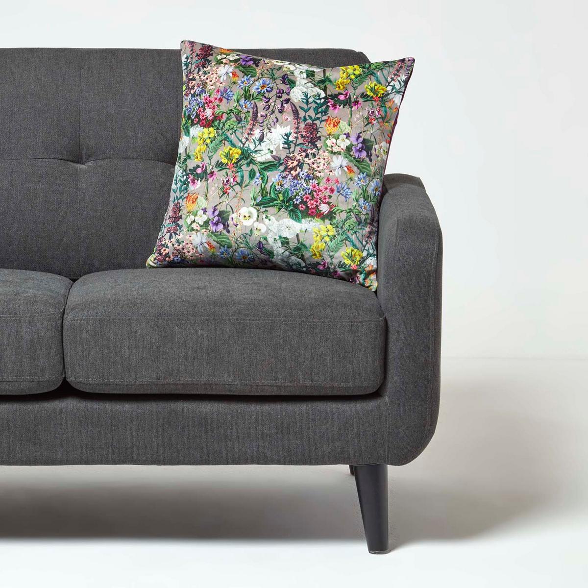 KISSENHÜLLE Botanical Garden – Samt violett 46/46 cm - Violett, Textil (46/46cm) - Homescapes
