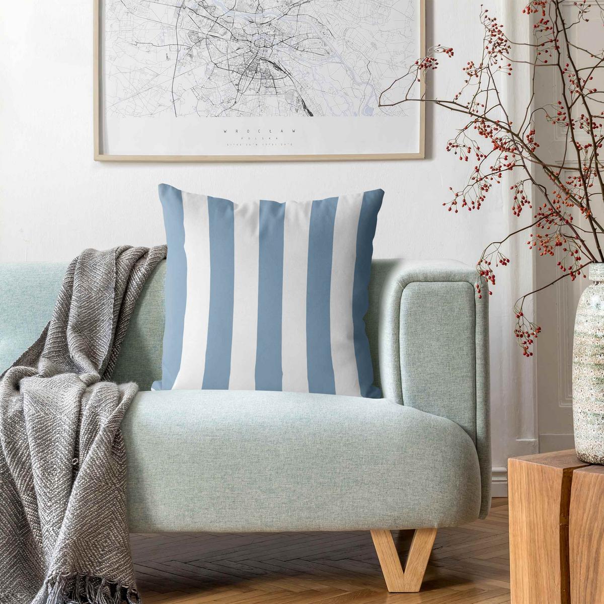 DEKOKISSEN Längsstreifen in Pastell Blau 50/50 cm - Pastellblau, Textil (50/50/10cm) - Bilderwelten