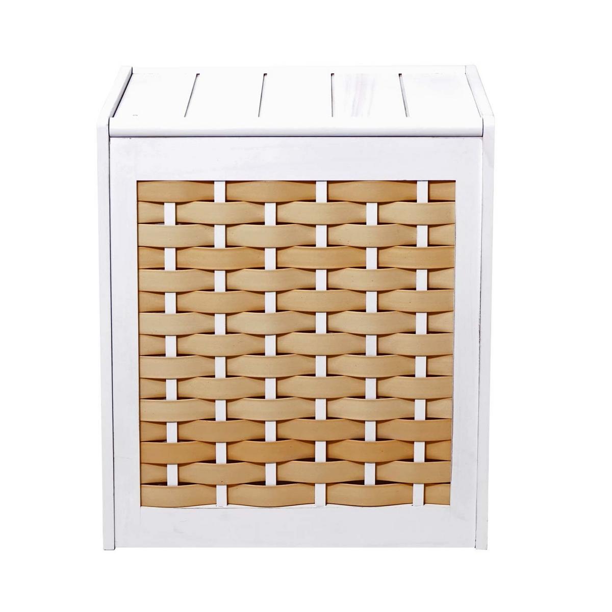 WÄSCHEKORB Weiß, Braun - Weiß/Braun, Holz (51/61/35cm) - MCW