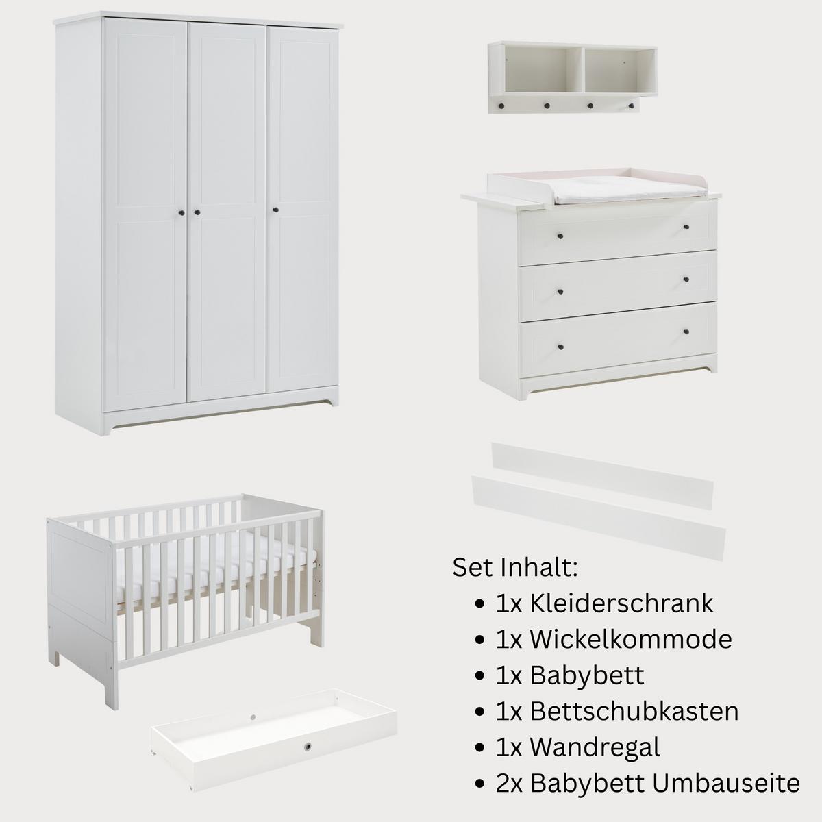 BABYZIMMER Mega-Set Thilo 6-tlg. - Schwarz/Weiß, Holzwerkstoff/Metall (1/1/1cm) - arthur berndt