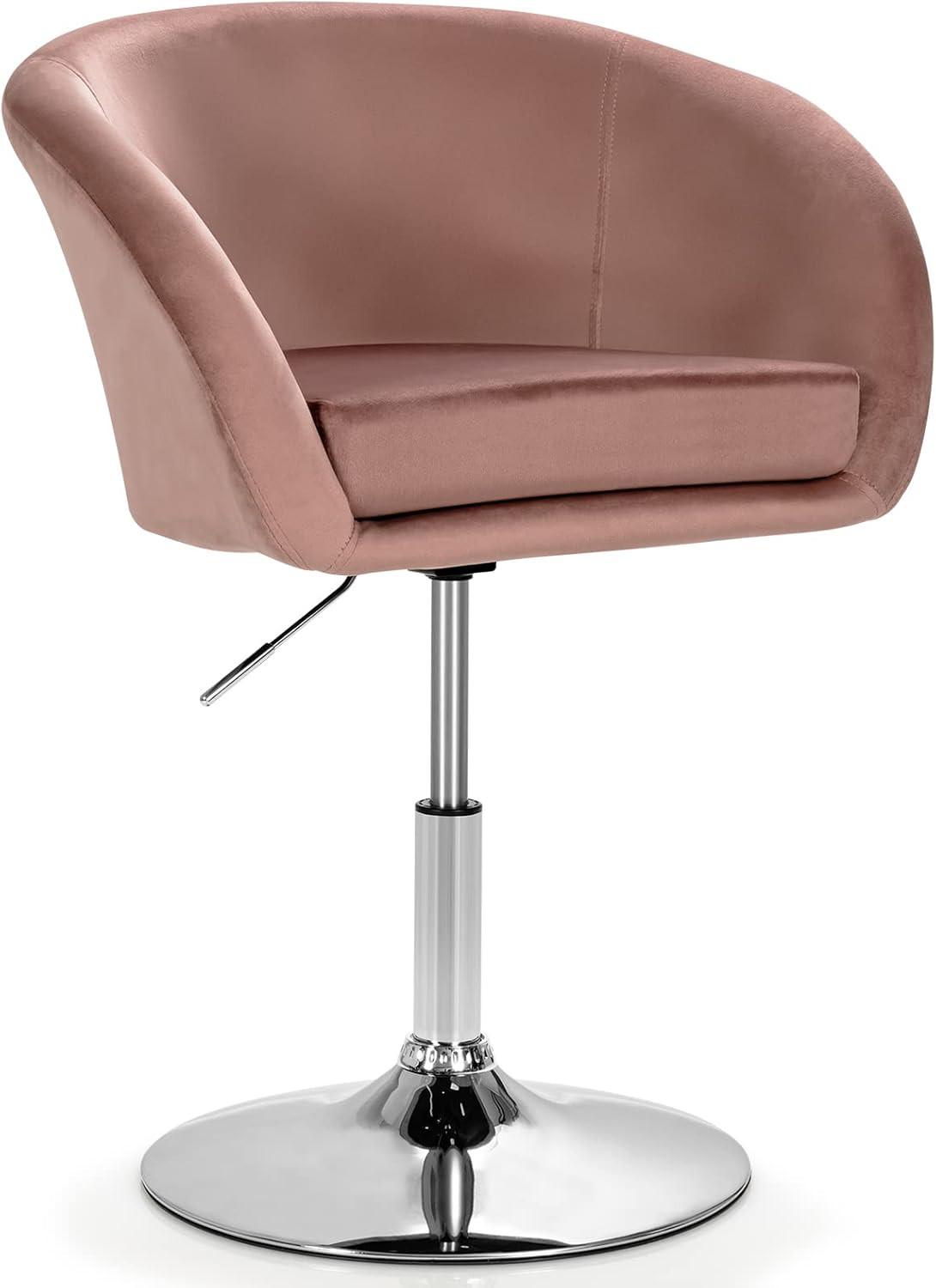 ESSZIMMERSTUHL Samt Drehsessel Pink - Pink, Metall (61/86/52cm) - COSTWAY