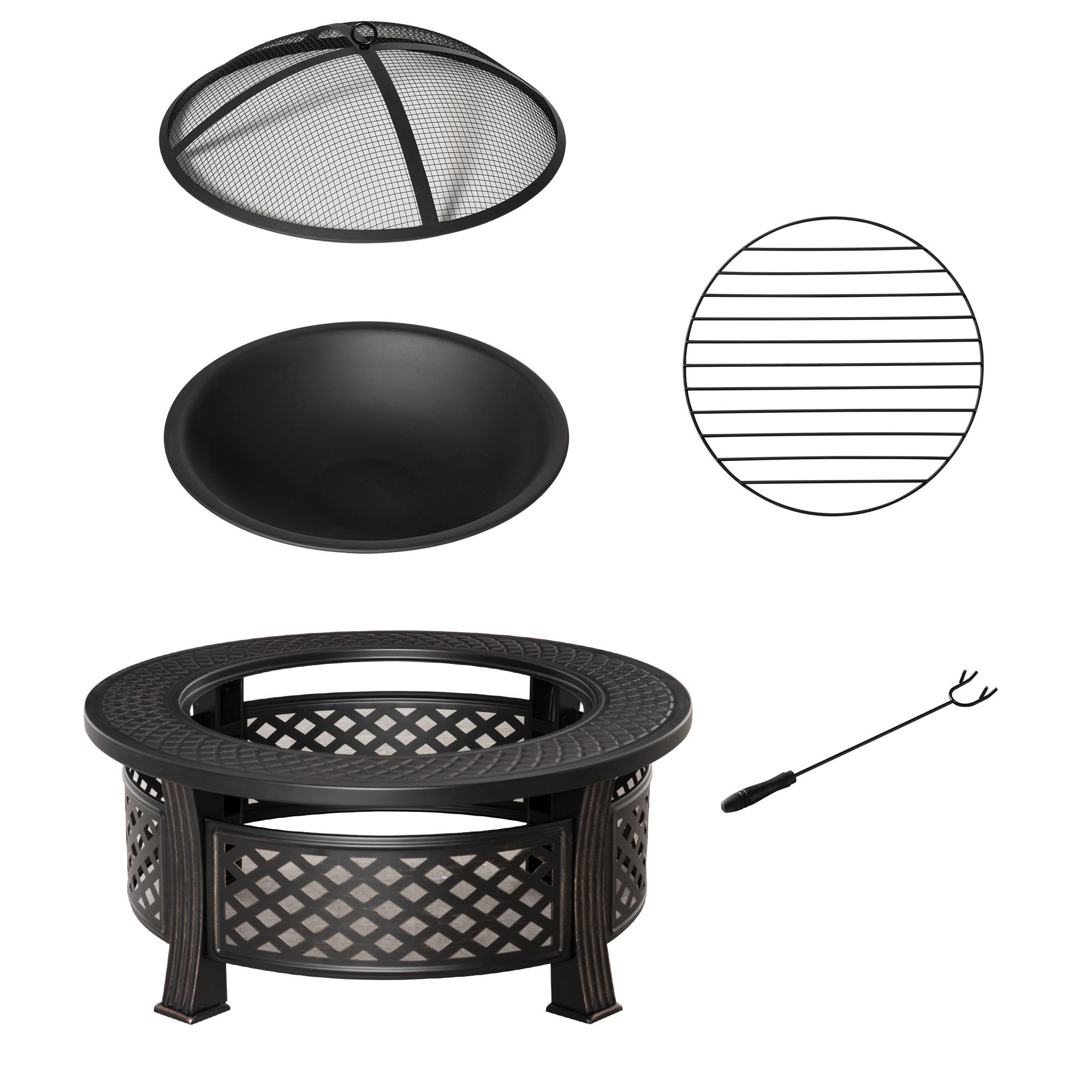 FEUERSCHALE, Stahl, Polyester, Schwarz - Schwarz, Metall (81/50/81cm) - Outsunny