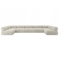WOHNLANDSCHAFT modulares Sofa Garvo-U3 - 475x190x70 cm Creme Cord - Hellgrau/Creme, Holzwerkstoff/Textil (475/70/190cm) - ALTDECOR