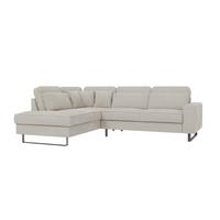 ECKSOFA Floe Beige Cord - Beige/Schwarz, Holz/Kunststoff (290/231cm) - S-Style Möbel