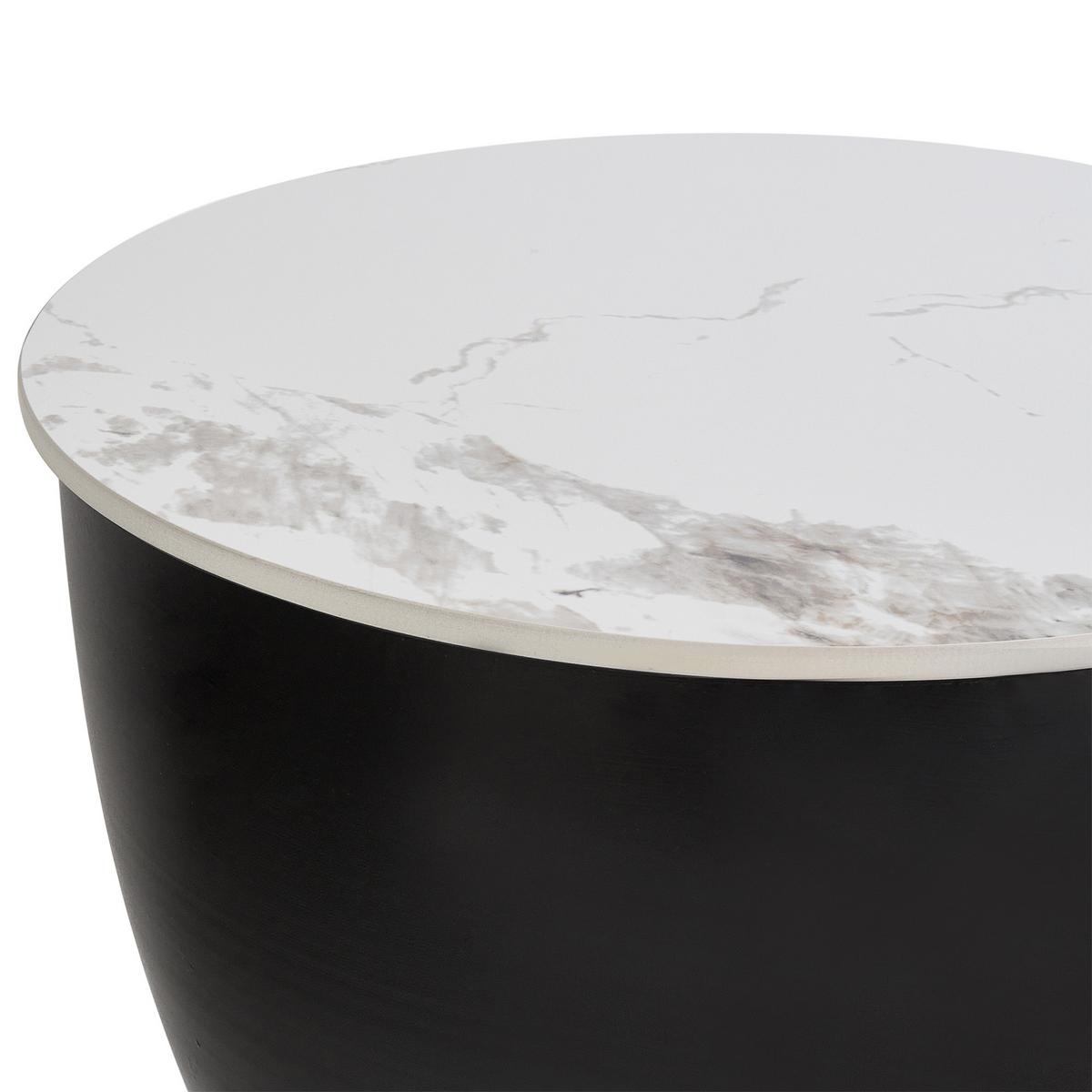 BEISTELLTISCH Schwarz/Gold/Weiß Nadine - Goldfarben/Schwarz, Stein (48/48/45cm) - Beliani
