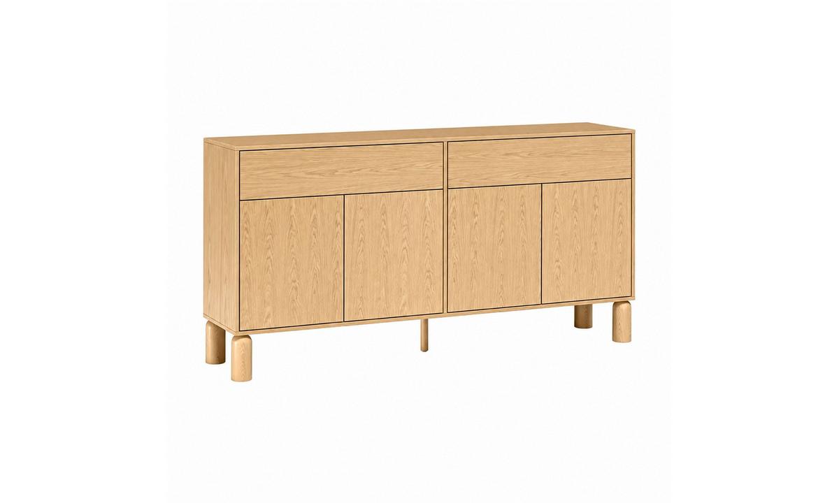 KOMMODE LINDEN 180/40,6/91,6 cm 4 Türen 2 Schubladen Eiche Bookmatch - Eichefarben, Eichenholz/Holzwerkstoff (180/91.6/40.6cm) - Lookway