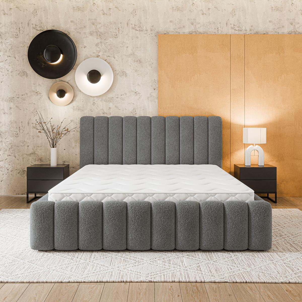 POLSTERBETT DINESE Q 120x200 cm mit Bettkästen - Grau - Grau, Holz (120/200cm) - MASSENO