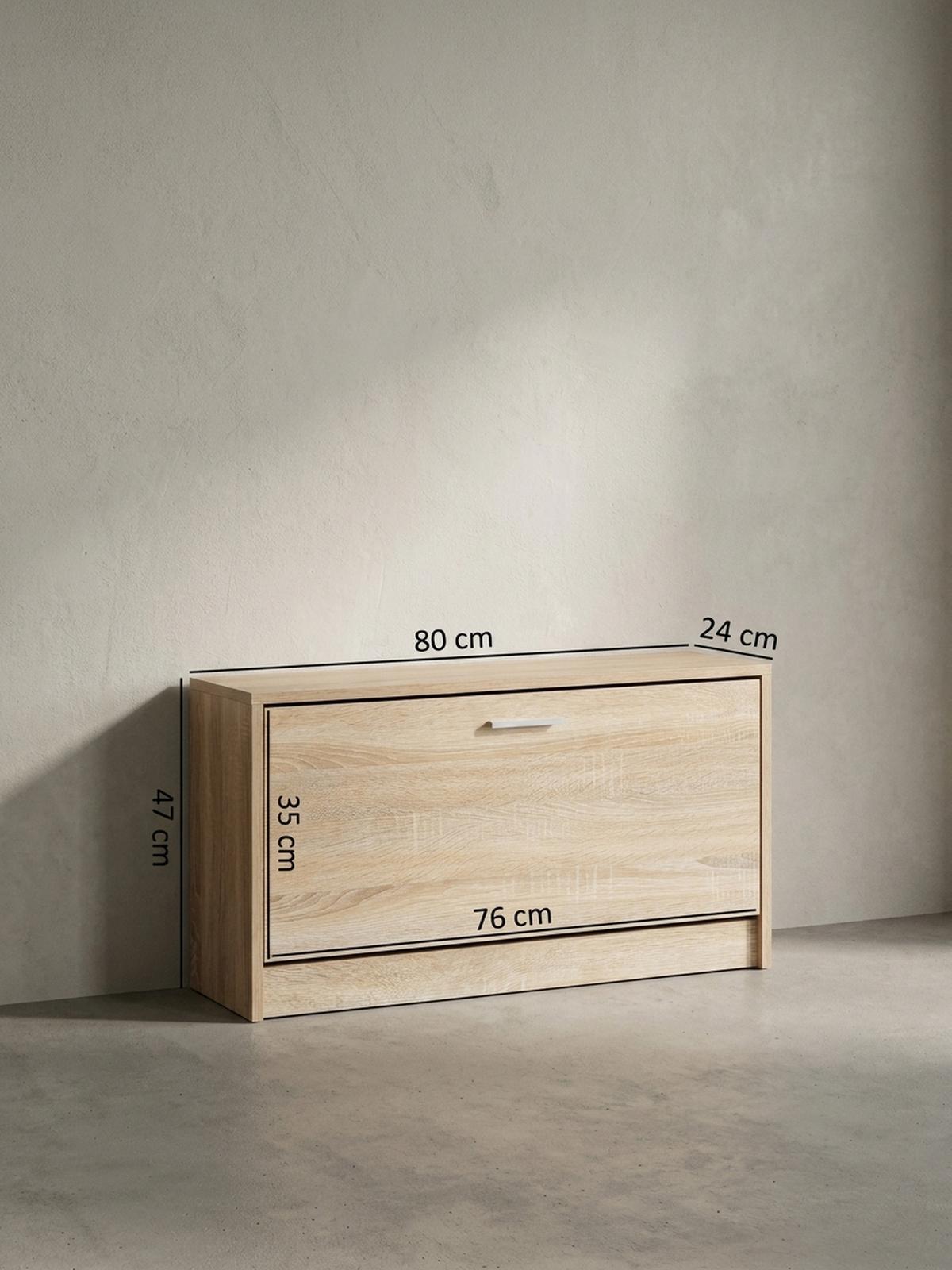SCHUHKIPPER aus Holz in Beige mit Ablage und 1 Fach, 80x24x47 cm - Beige/Braun, Holz (80/47/24cm) - KADIMA DESIGN