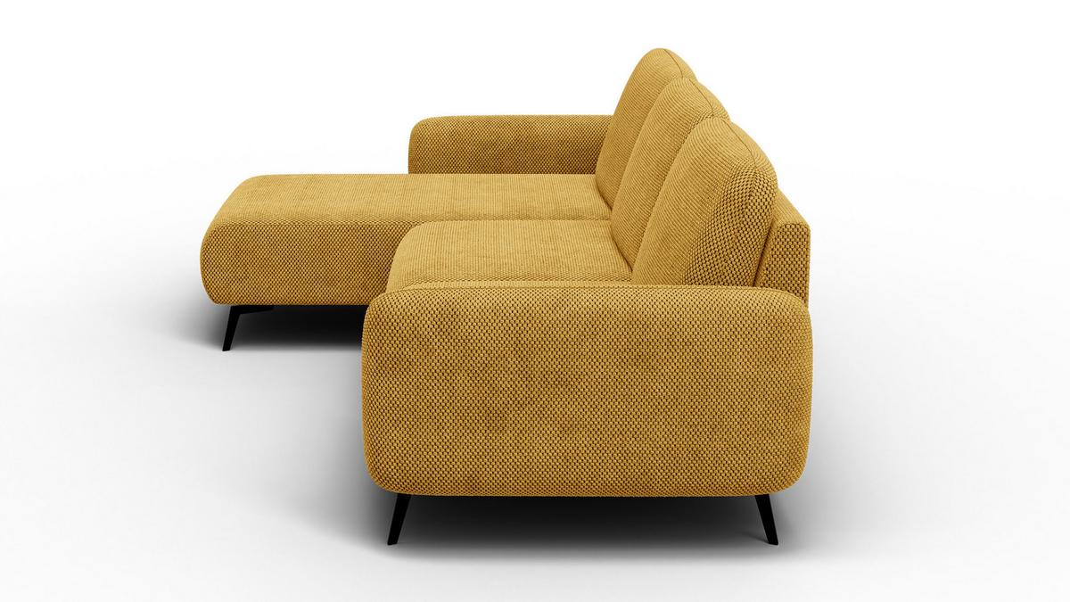 ECKSOFA FEBE 4-Sitzer links, dunkelgelb - Gelb/Schwarz, Holz/Textil (264/157cm) - Wozimo