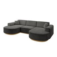 WOHNLANDSCHAFT MARI-U1-v2 - 303x171x83 cm Dunkelgrau Velours - Dunkelgrau, Holzwerkstoff/Textil (303/83/171cm) - ALTDECOR