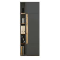 AKTENSCHRANK Set 2-teilig Grau, Eiche Wotan 70 x 200 cm, Schrank-Regal-Kombination mit 5 Ordnerhöhen - Eiche Wotan/Schwarz, Holzwerkstoff/Kunststoff (70/200/40cm) - Furn.Design