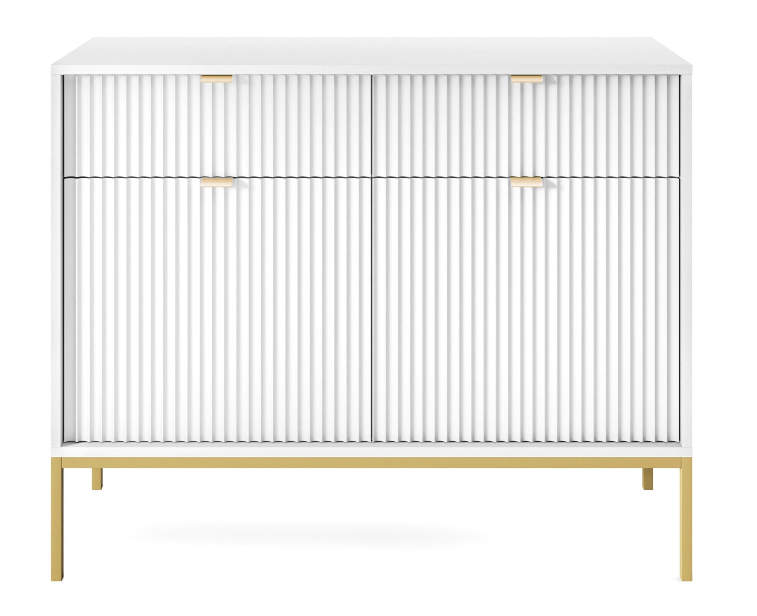SIDEBOARD Vellore Weiß mit goldenen Metallbeinen 104 cm - Goldfarben/Weiß, Holzwerkstoff/Metall (104/83/39cm) - Selsey
