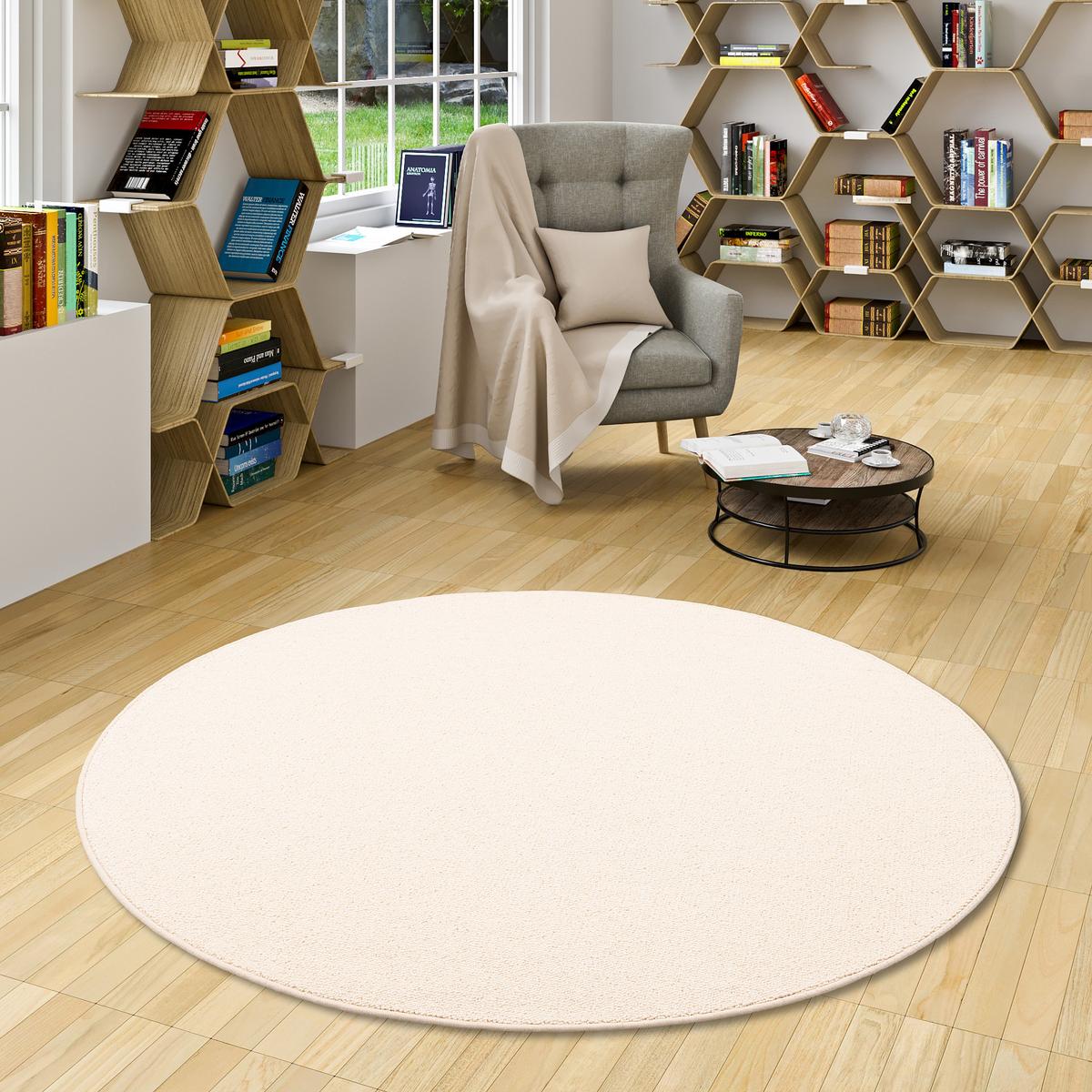 NATUR TEPPICH WOLLE BERBER RUND - Creme, Textil (133/133cm) - Snapstyle