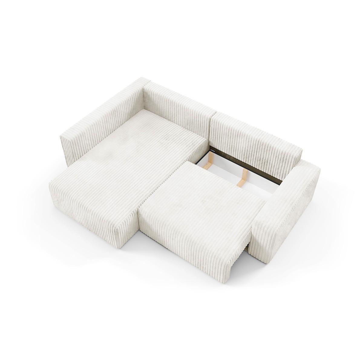 ECKSOFA Angela 4 Sitzplätze Gebrochenes Weiß - Weiß, Holz (245/182cm) - Petits-meubles