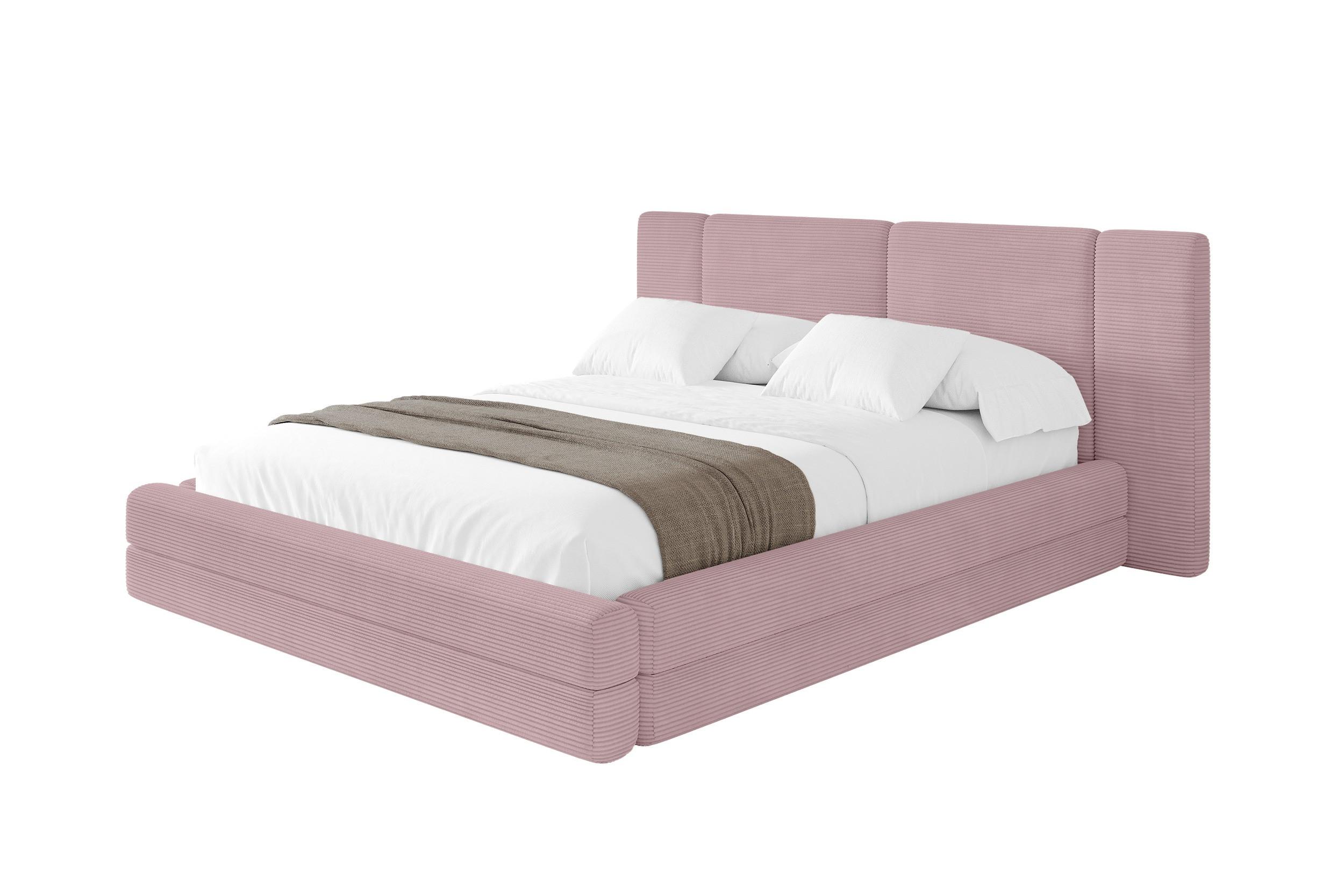 POLSTERBETT mit Bettkasten und Lattenrost, Boxbett ohne Matratze - TEVO 140x200 Rosa - Rosa, Holzwerkstoff/Textil (140/200cm) - ALTDECOR