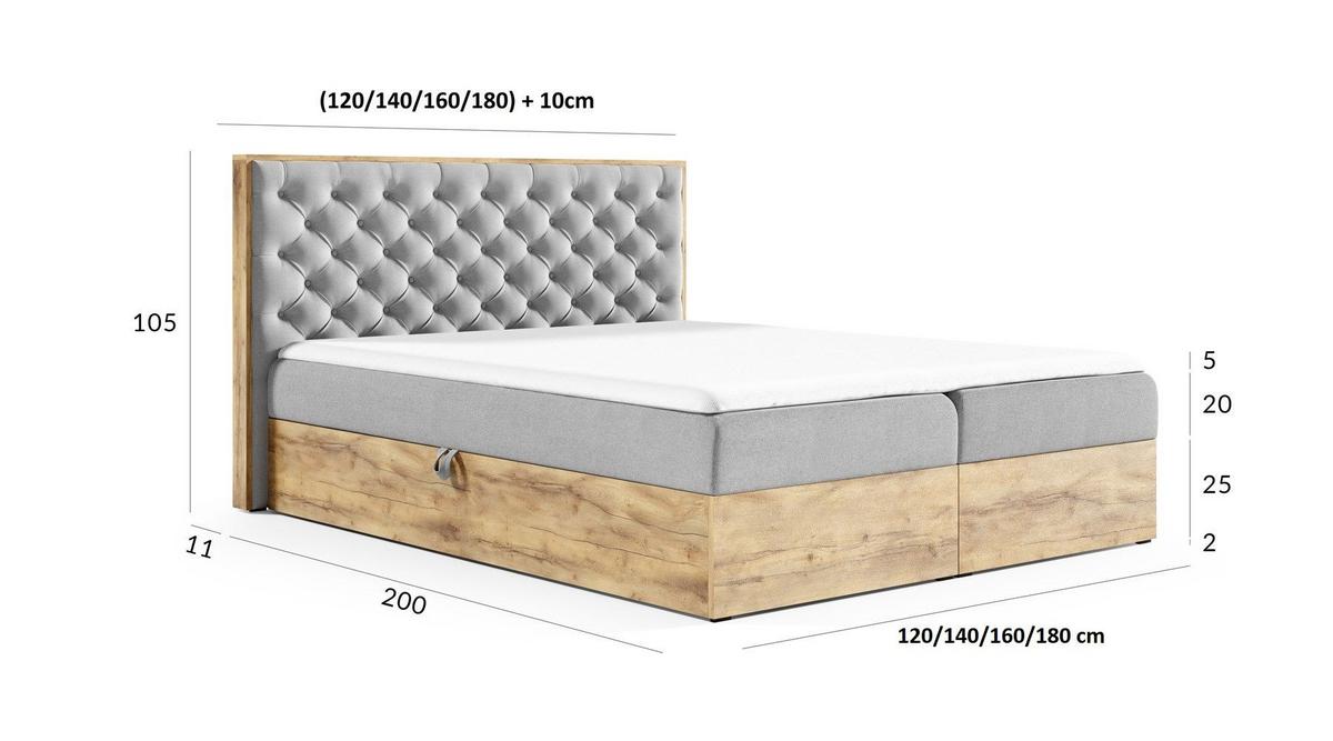 BOXBETT Diona Faro - Schwarz, Holzwerkstoff/Textil (160/200cm) - Fun Möbel