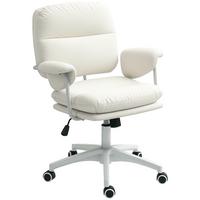 BÜROSTUHL mit Kippfunktion, gepolstert Schreibtischstuhl höhenverstellbar Weiß - Weiß, Holzwerkstoff/Kunststoff (64/98/65cm) - HOMCOM