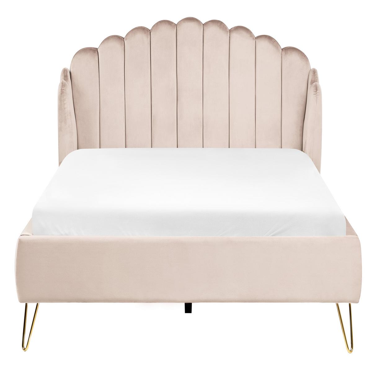 BETT mit Lattenrost 120/200 cm Stoff Hellbeige Ambillou - Beige, Textil (120/200cm) - Beliani