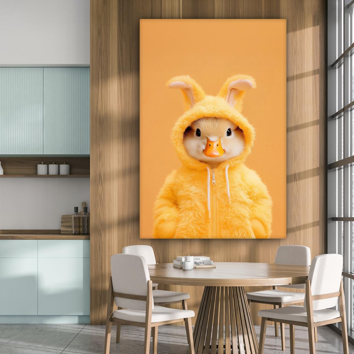 LEINWANDBILD Osterhase - Kostüm - Ente Deko Groß 90x140 cm - Gelb, Textil (90/140cm) - MuchoWow