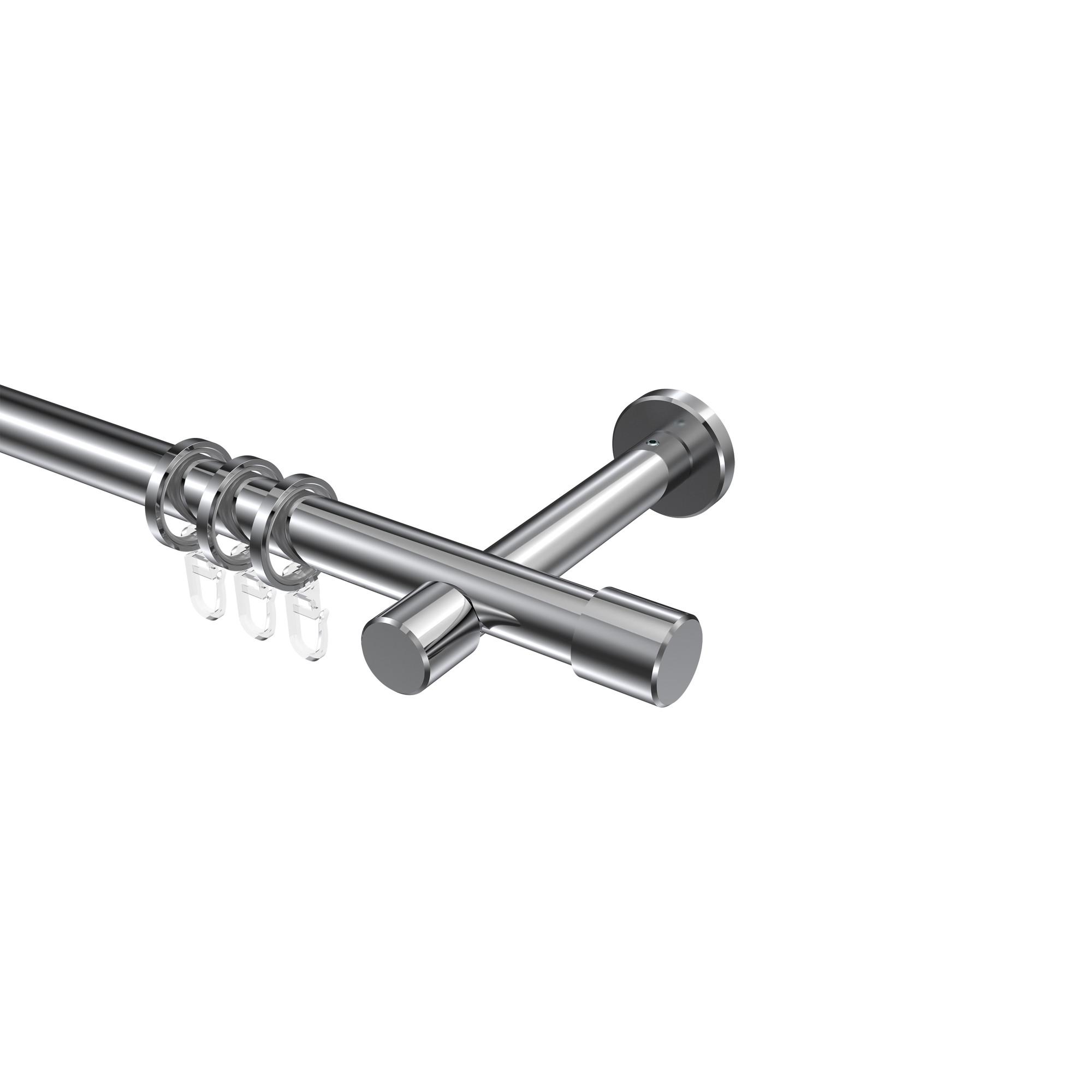 GARDINENSTANGE Prestige Santo 540 cm (geteilt in 3 x 180 cm), 1-läufig, 20 mm Ø Chrom - Chromfarben, Metall (540cm) - INTERDECO