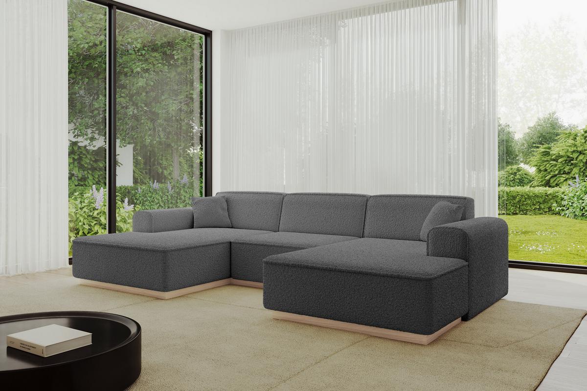 WOHNLANDSCHAFT IREA-U1 - 301x165x80 cm Grau - Olivgrün, Holzwerkstoff/Textil (301/80/165cm) - ALTDECOR