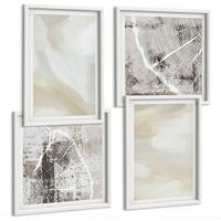 BILDER SET 4er Set - 50x50 cm & 40x60 cm Weißer Rahmen - Minimalismus der Farbstruktur - Weiß, Kunststoff (50/50cm) - TULUP