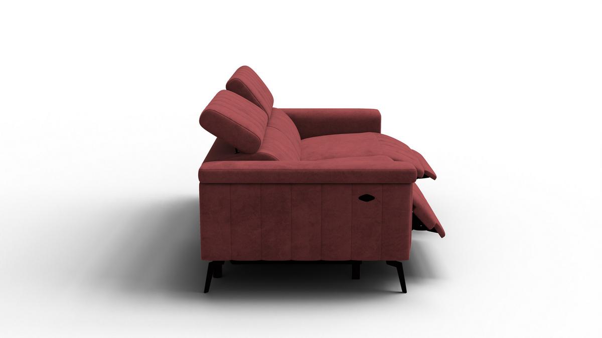 RELAXSOFA NORDEL 3-Sitzer, bordeaux - Bordeaux/Schwarz, Holz/Textil (194/80/105cm) - Wozimo