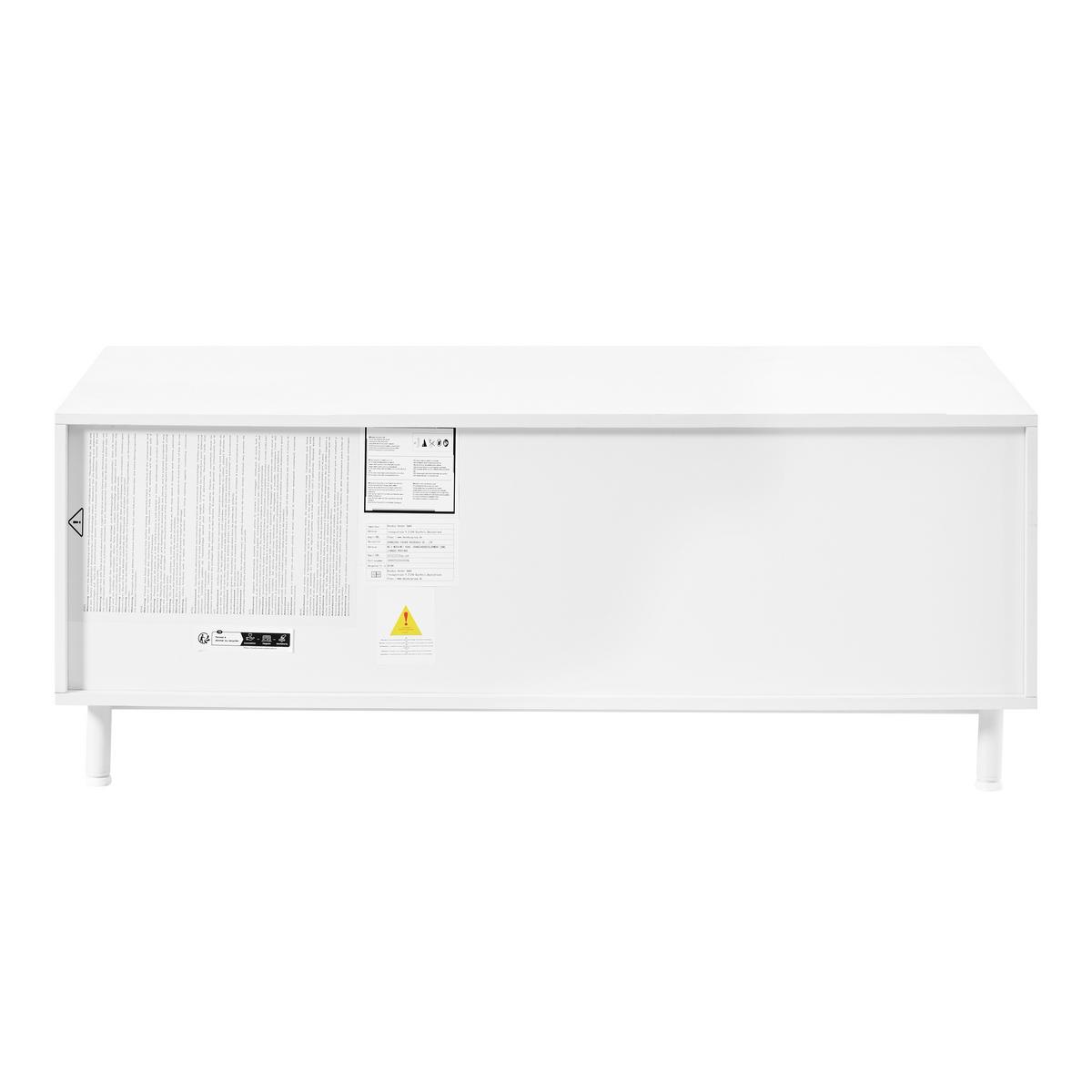 COUCHTISCH Weiß Rechteckig mit 2 Schubladen & Bogen-Türen - Weiß, Holzwerkstoff (50/100/39.5cm) - Urban Meuble