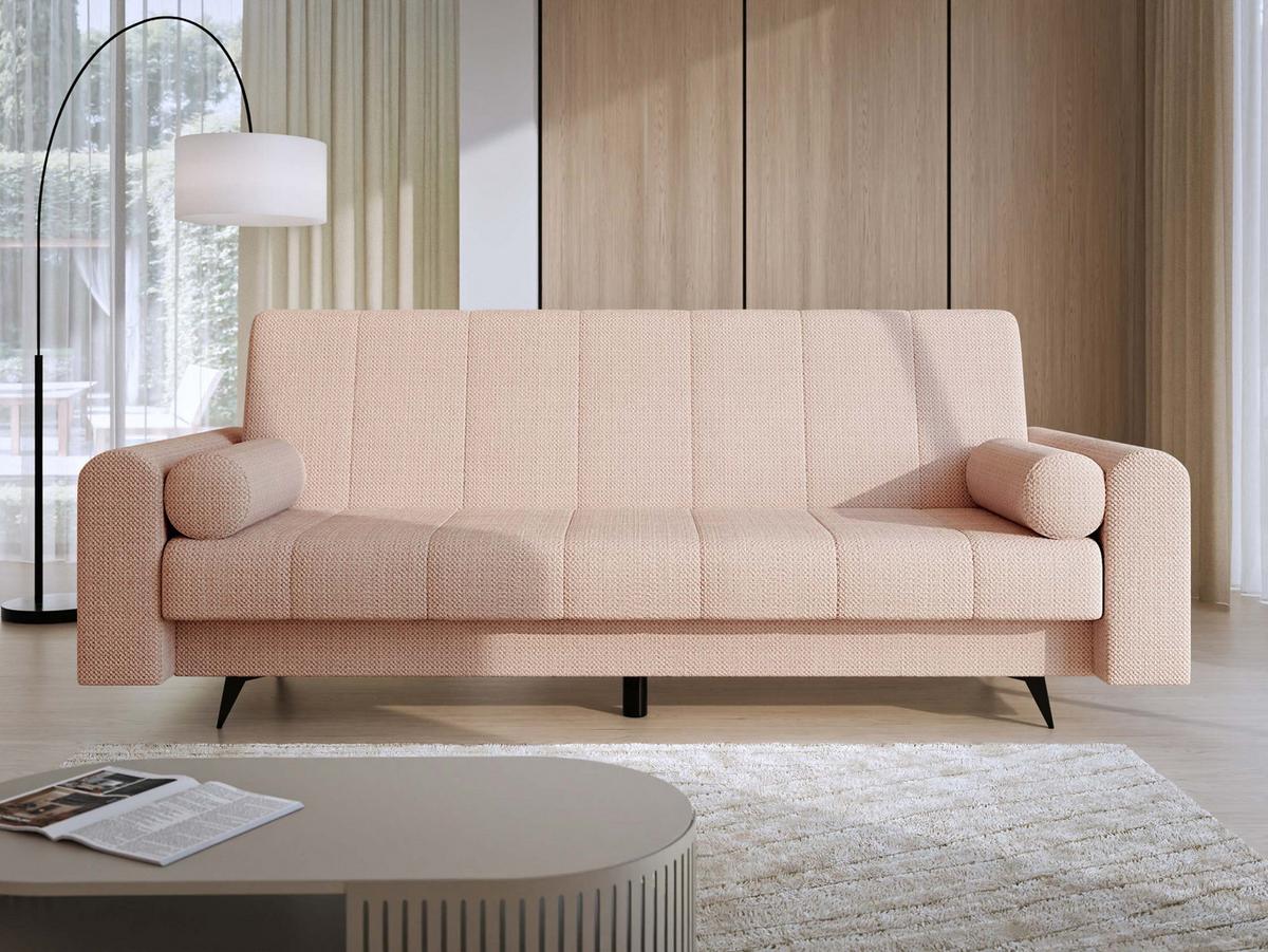 SCHLAFSOFA Zuri - Hellrosa/Schwarz, Holz/Textil (240/93/91cm) - MIRJAN24