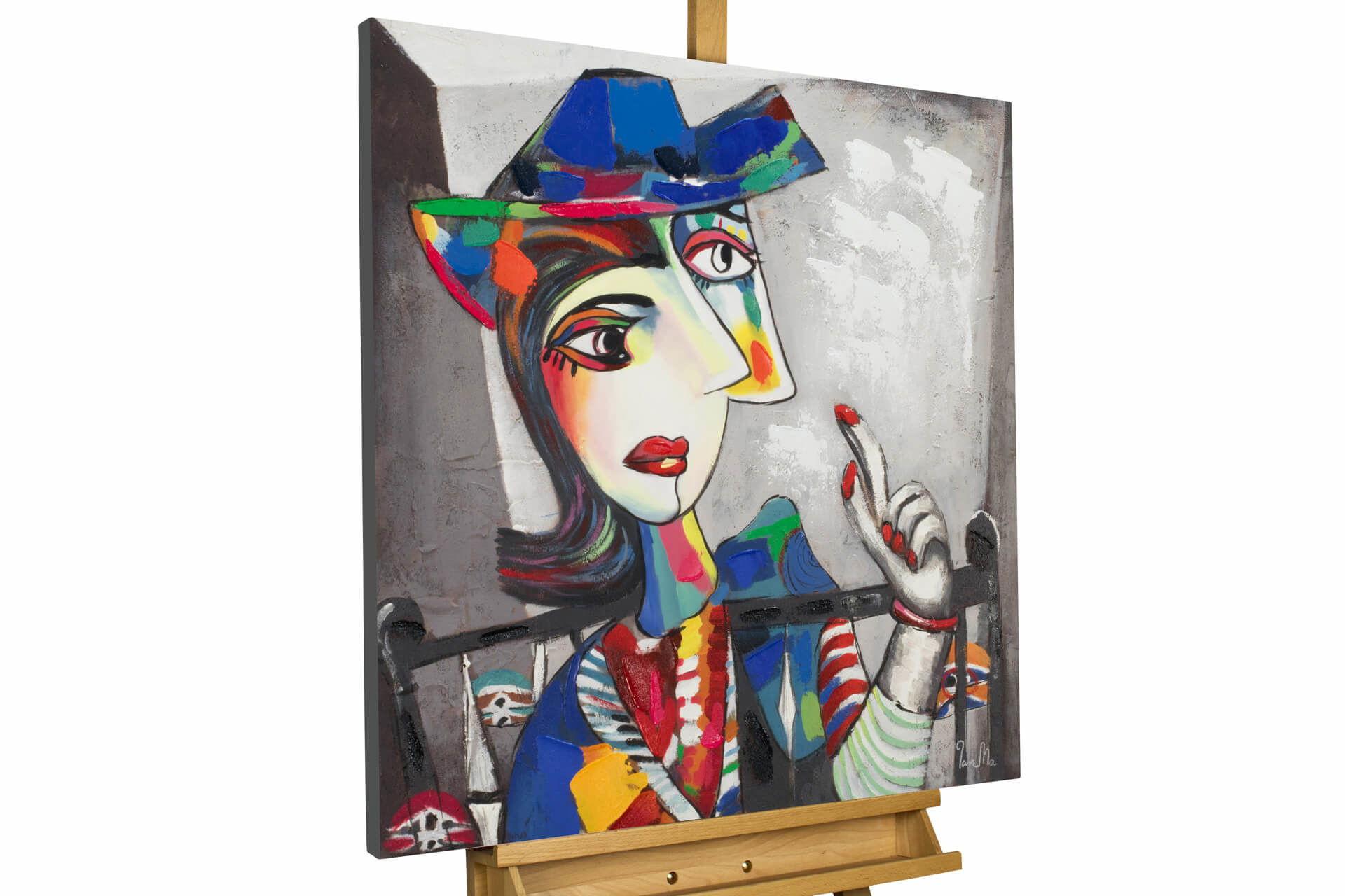 ACRYLBILD HANDGEMALT 80/80 cm - Multicolor/Grau, Holz/Textil (80/80cm) - KUNSTLOFT