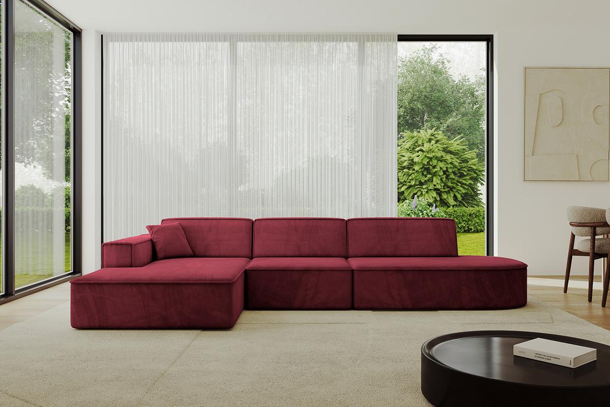 ECKSOFA Ottomane Links IREA-L2-v4 - 327x165x77 cm Bordeauxrot - Bordeaux, Holzwerkstoff/Textil (327/165cm) - ALTDECOR
