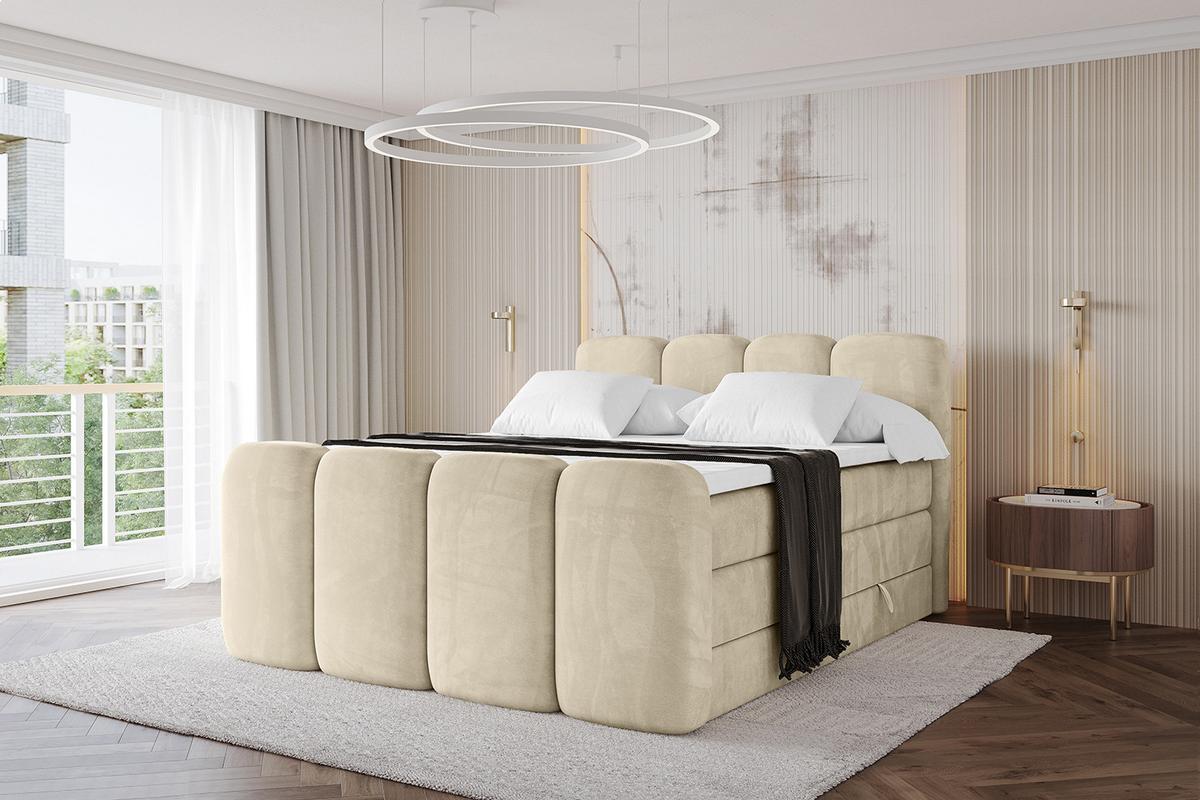 BOXBETT mit Matratze H3|H4 und Lattenrost - NINA-Z KING - 200x200 cm Monolith - Beige - Sahara, Holzwerkstoff (200/200cm)
