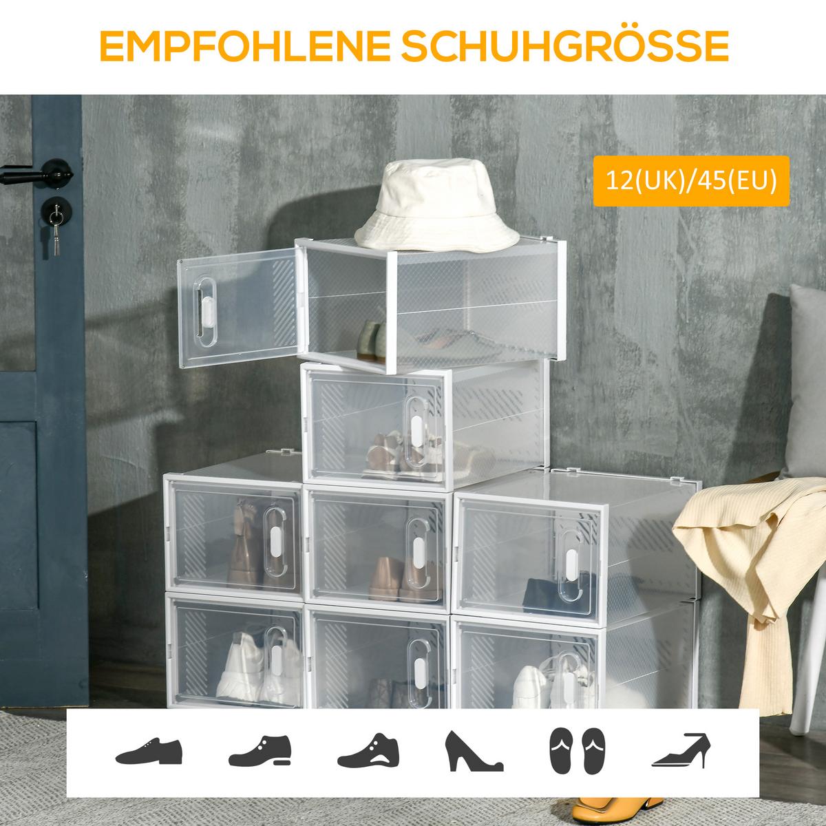 DIY-SCHUHSCHRANK 8er Set Kunststoff Transparent - Transparent, Kunststoff (36/21/28cm) - HOMCOM