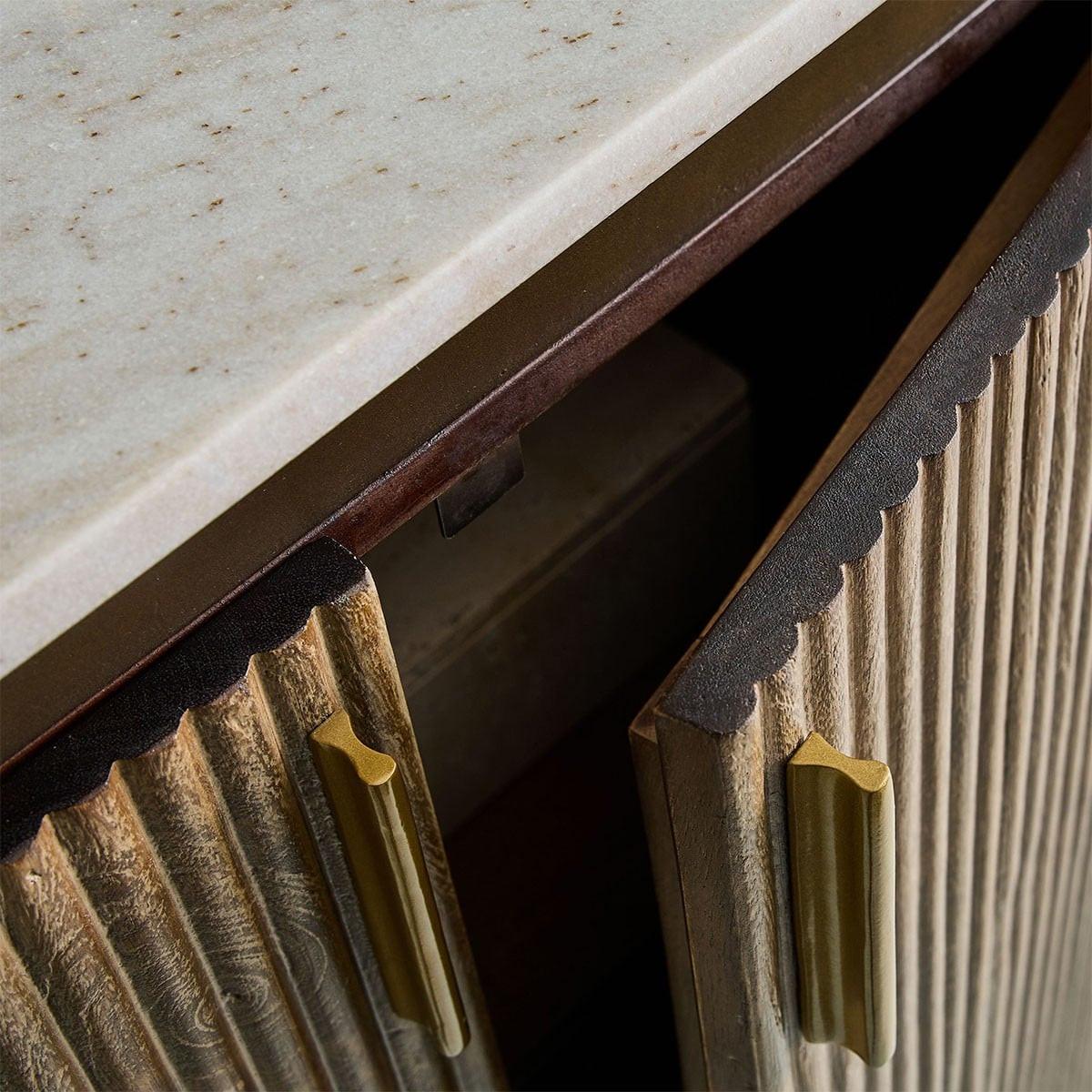 TRESEN aus Massivholz und Marmor 120/104/50 cm - Braun, Holz (12.5/50/104cm) - Signature