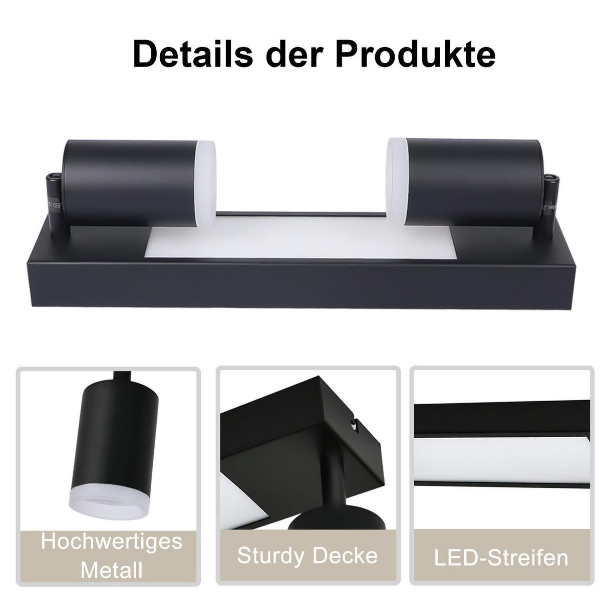 DECKENSTRAHLER Bielefeld 2-flammig 34/8/16.9 cm - Schwarz, Metall (34/8/16.9cm) - Nettlife