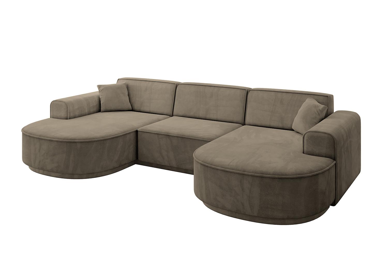 WOHNLANDSCHAFT MARI-U1-v3 - 303x171x83 cm Dunkelbraun Velours - Dunkelbraun/Schwarz, Holzwerkstoff/Kunststoff (303/83/171cm) - ALTDECOR