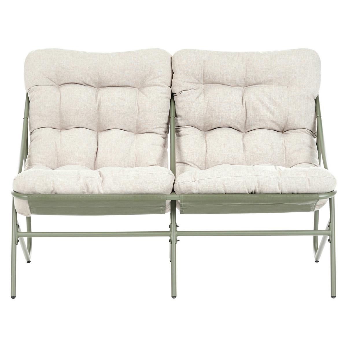 LOUNGE-SET mit Tisch 4-Sitzer Metall Beige/Grün Molveno - Beige/Grün, Metall - Beliani