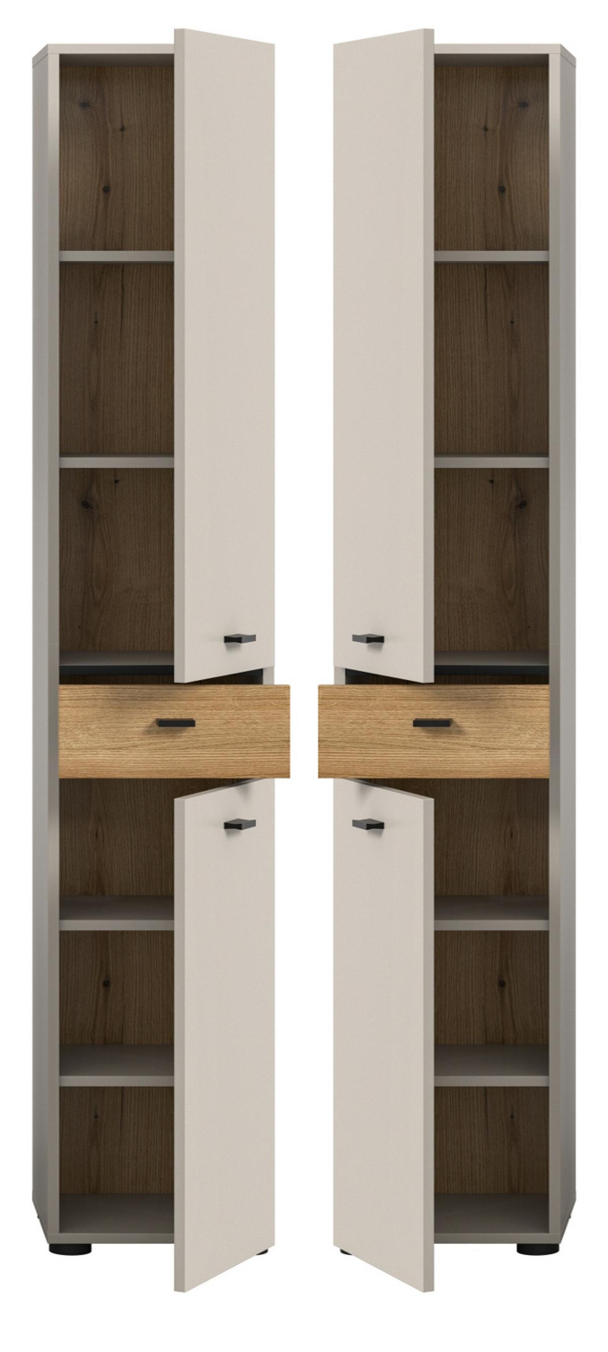 HOCHSCHRANK Kaschmir, Evoke Eiche 32 x 191 cm, Badschrank mit wechselbarem Türanschlag - Kaschmir/Eichefarben, Holzwerkstoff/Kunststoff (32/191/30cm) - Inn.Furn