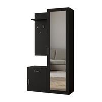 GARDEROBENSCHRANK Magnola Schwarz 100/180,5/35 cm – Modern, mit Spiegel und viel Stauraum - Schwarz, Holzwerkstoff/Kunststoff (100/180.5/35cm) - AX Living