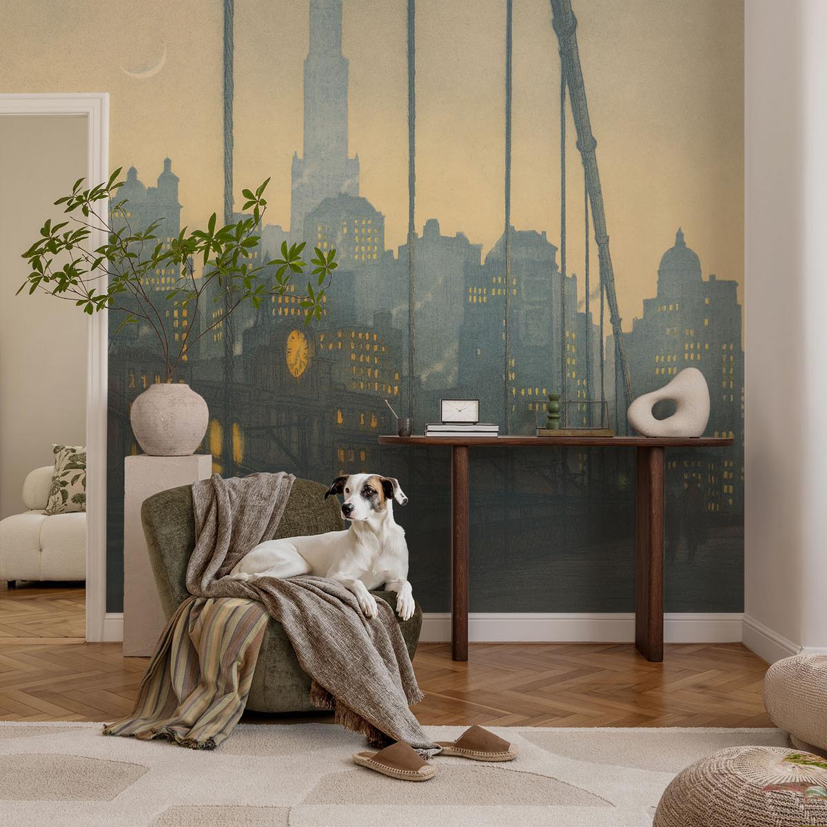 FOTOTAPETE 312x219 cm - Abendpanorama - Grau, Textil (312/219cm) - Wallfluent