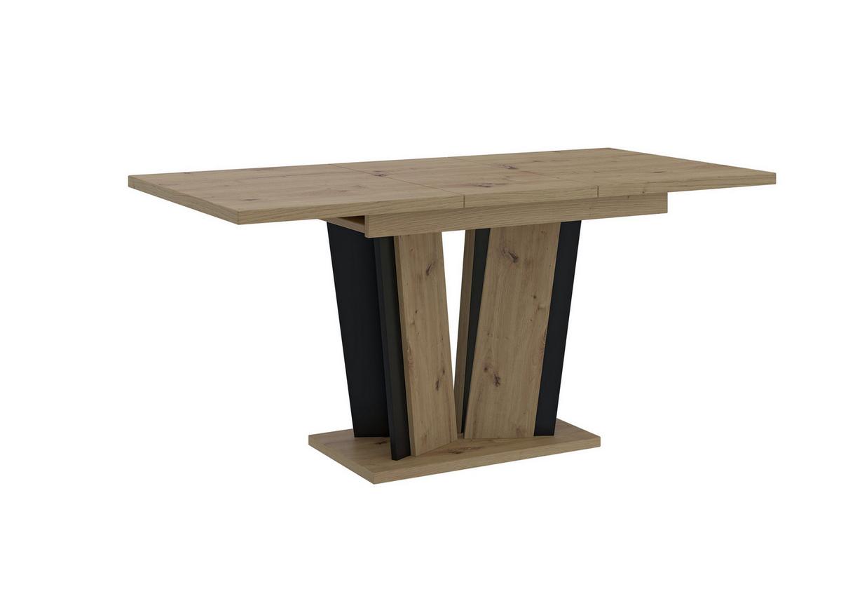 ESSTISCH SAMAR Ausziehbar 120 - 160 / 80 x 76 cm - Schwarz/Eiche Artisan, Holz (120/80/76cm) - MASSENO