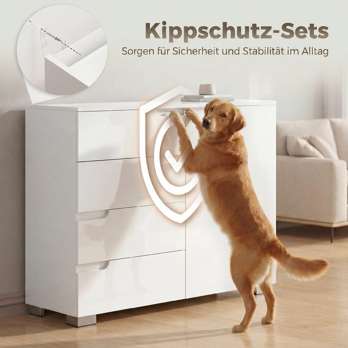 SIDEBOARD MDF Hochglanz-Weiß - Weiß Hochglanz, Holzwerkstoff (40/80/100cm) - HOMCOM