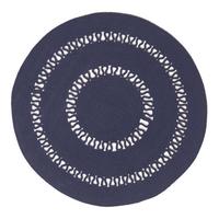 TEPPICH geflochten rund mit Häkel-Muster 70 cm - Dunkelblau, Textil (70/70cm) - Homescapes