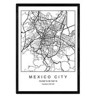 POSTER Mexico City Nordic Style A4 Schwarzer Rahmen - Schwarz, Papier (29.7/5/21cm) - Nacnic