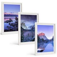 BILDER SET 3er Set - 40x60 cm Weißer Rahmen - Berglandschaften, Sonnenuntergang, Wasser - Weiß, Kunststoff (40/60cm) - TULUP